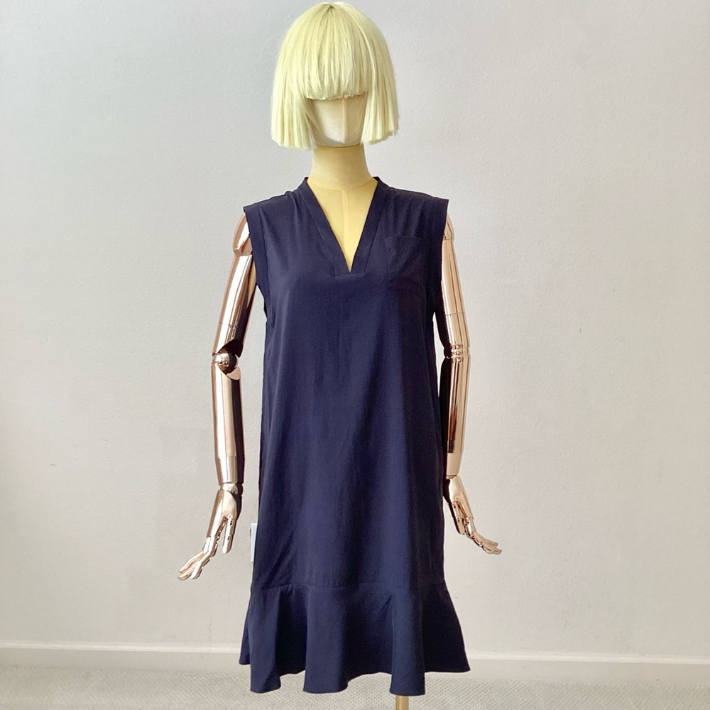 Brunello Cucinelli Grey Silk Shift Dress SZ M